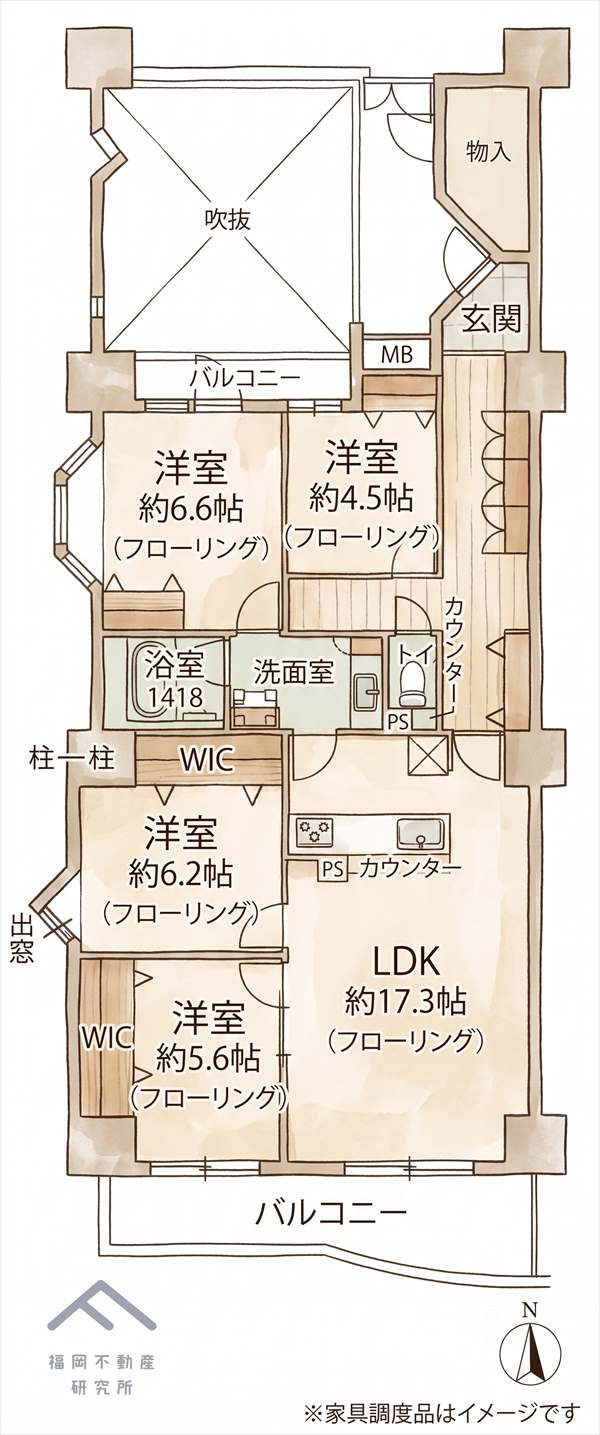 西福岡マリナタウンイーストコート2号棟の間取り