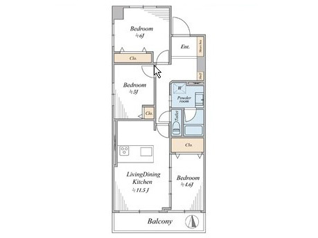 メゾンエクレーレ南千住の間取り|リビング隣接のお部屋の間仕切りを開放すると広々空間となります。ゆったりと暮らせます♪