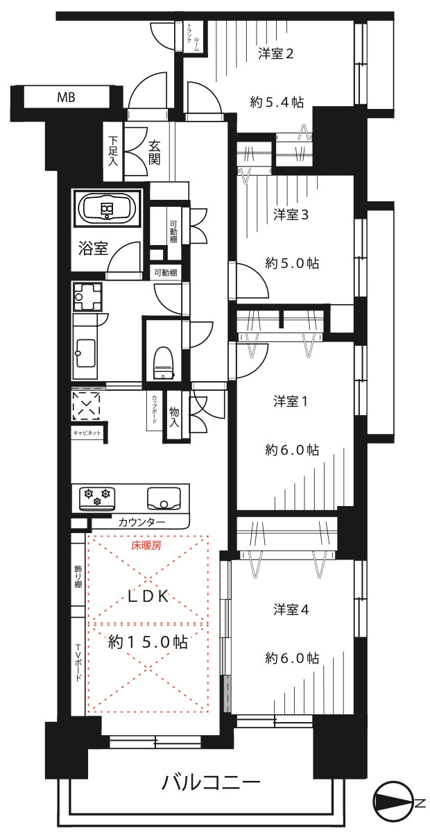 東京ビューマークス　5Fの間取り