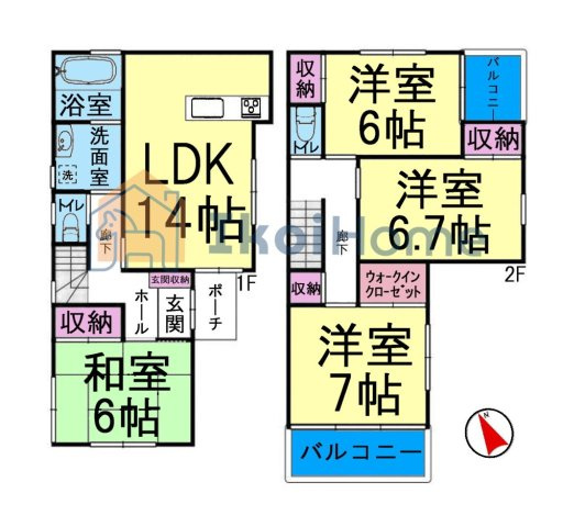明石市松が丘1丁目　中古戸建の間取り|【ホームページに現地動画掲載中】●年中無休：当日予約可●全居室6帖ございます！室内は丁寧にご使用です