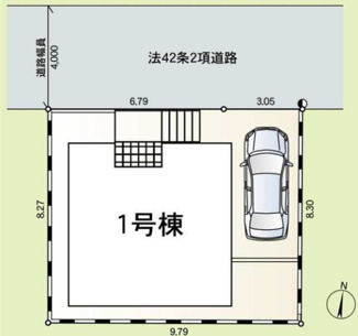 【区画図】 | 茅ヶ崎市中島  1号棟 第15 | 北側約4.0ｍ公道（セットバック済）　駐車1台（車種によります）　敷地面積24.6坪