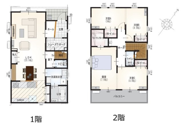 【間取り】 | 駿河区有明町5期　新築戸建　全1棟 | 使い勝手の良い4LDK♪生活に合わせて使うお部屋を選べます♪