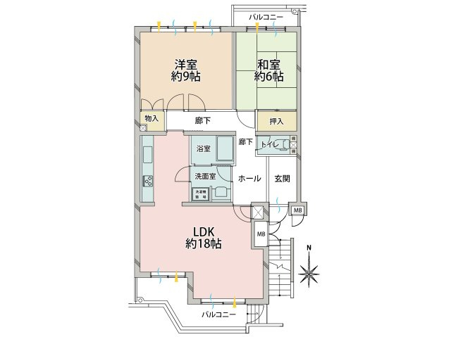 ■間取り：2LDK、専有面積：79.39平米、バルコニー：11.36平米
※図面と現状が相違する場合は、現状を優先とします。
※3LDKにリフォーム可能です。（別途費用負担要）