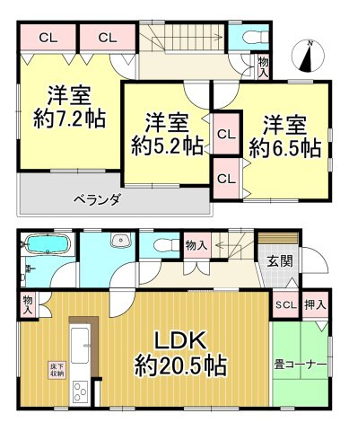 半田市上池町2丁目の間取り|3LDK+畳コーナー♪