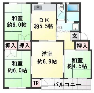 名谷1団地3号棟の間取り