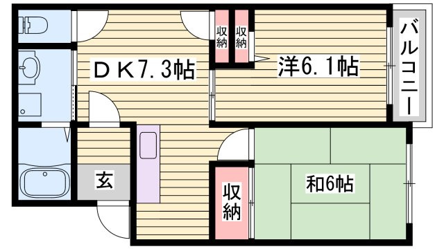 姫路市大津区天満の賃貸マンションの間取り