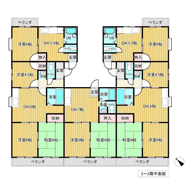東海市横須賀町扇島の一棟マンションの間取り