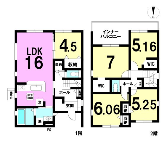 白鳥町 全3棟 2号棟の間取り|5LDK+WIC