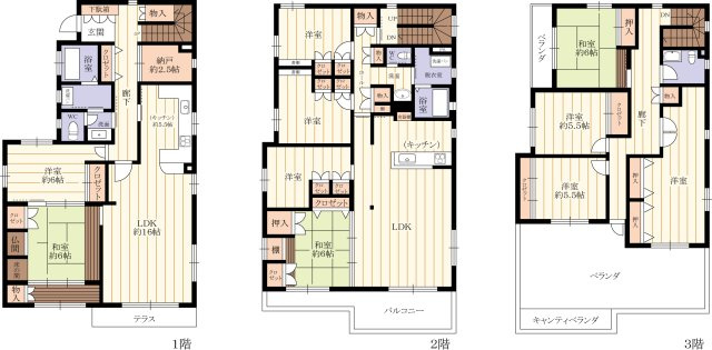 【間取り】 | 淀川区塚本４丁目中古戸建 | 地震や火災にも強いヘーベルハウスの注文住宅！２世帯住宅にはもちろん、シェアハウスや社員寮にも対応可能なゆとりある住まい。３階は広々としたベランダ付きで、ガーデニングや趣味の時間をゆったり楽しめます♪