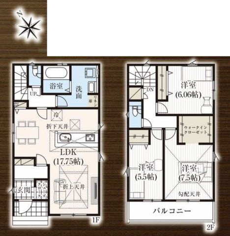 【間取り】 | 鴻巣市吹上本町3期　GRAFARE DESIGN　新築戸建　全2棟　2号棟
