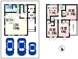 【間取り】 | 草津市上笠３丁目　分譲2区画1号棟