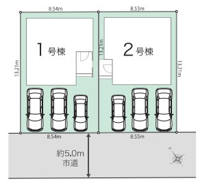 【区画図】 | 草津市上笠３丁目　分譲2区画1号棟