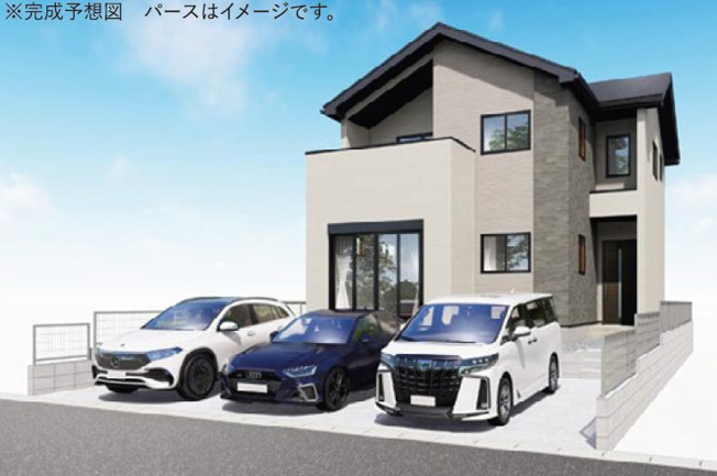 【外観パース】 | 牛久市中央5期　新築戸建 | 牛久駅徒歩13分で通勤・通学も安心です(*^^*)