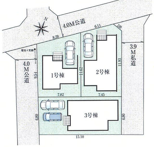 新築／ふじみ野市福岡中央５期　全３棟の区画図|駐車スペースあり！（車種による）