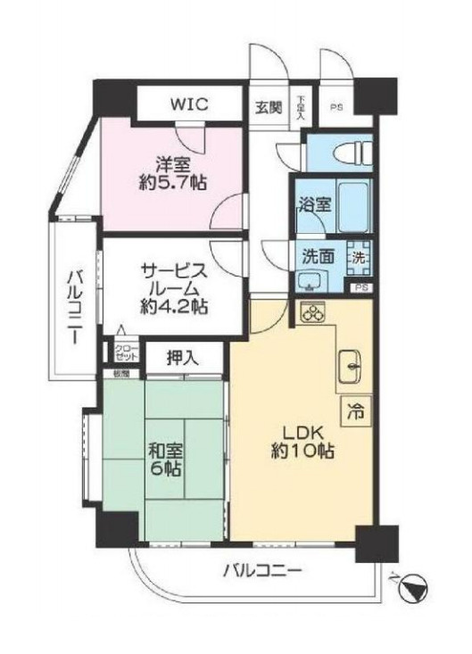 レーベンハイム桶川ビューステージの間取り|【レーベンハイム桶川ビューステージ】・2SLDK・専有面積59.15m2・バルコニー面積10.60m2