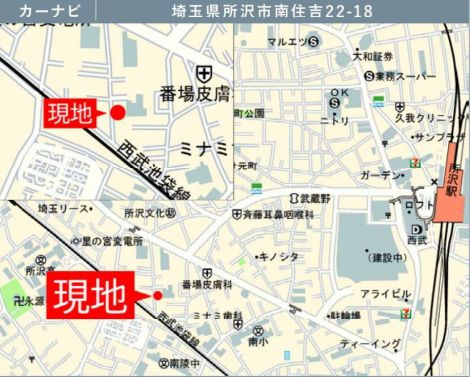 仲介手数料無料　ケイアイリガーレ所沢市南住吉1期・新築全2棟の地図