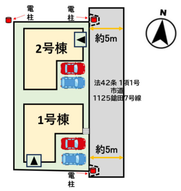 鳥栖市鎗田町3期　1号棟の区画図
