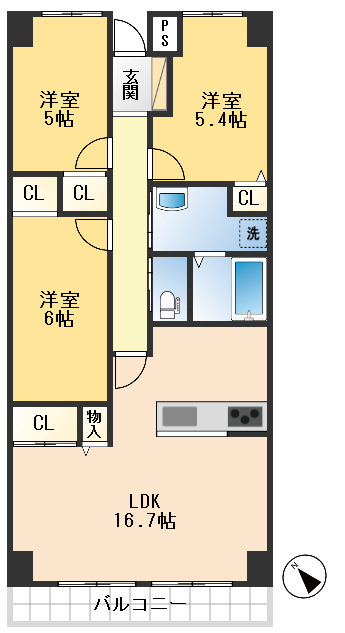 千里中央パークヒルズB棟の間取り