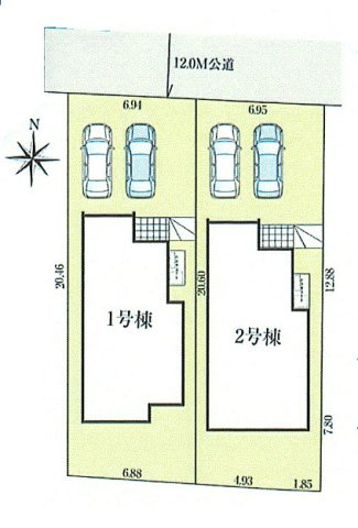 青梅市東青梅2丁目　新築戸建全2棟の区画図