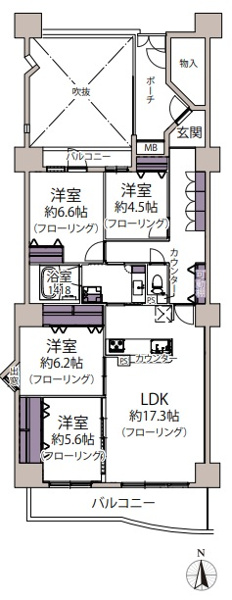 【間取り】 | 西福岡マリナタウンイーストコート2号棟☆仲介手数料無料☆