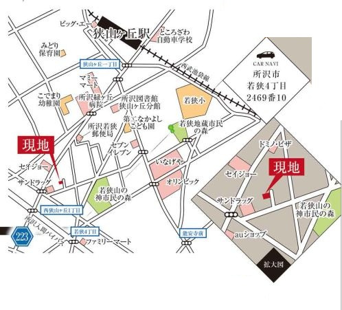 仲介手数料無料　TIARA所沢市若狭・新築全1棟の地図