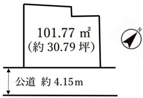 鶴ヶ島市下新田　建築条件なし売地　東武越生線『一本松駅』徒歩9分　の土地図