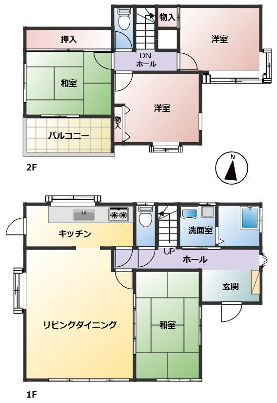加須市柳生　中古一戸建ての間取り|動線を考慮した水回り集中設計で家事ラクを叶えられます♪