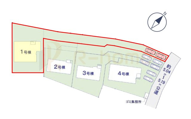つくば市要4期　新築戸建て　1号棟の区画図|大きなお買い物だからこそ、メリット・デメリットを伝えさせて頂きます。
R-homeにお任せください♪