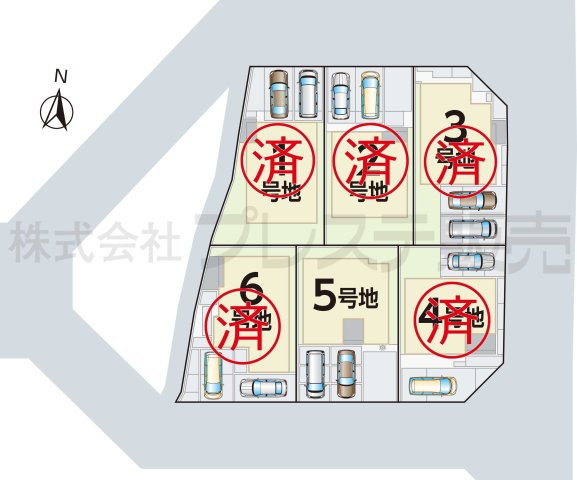 生駒市中菜畑２丁目の新築一戸建の区画図|全体区画図