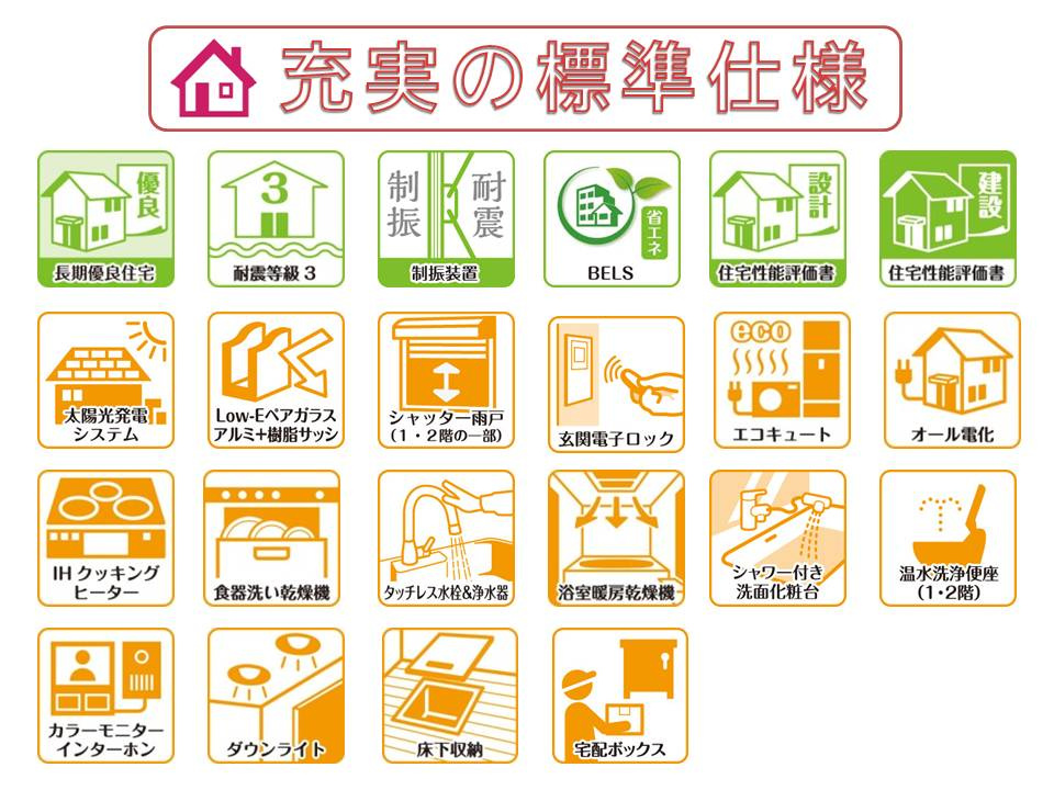 生駒市中菜畑２丁目の新築一戸建のその他|長期優良住宅、耐震等級３＆制震装置、住宅性能評価書を取得、太陽光発電設置の省エネ仕様の建物です。