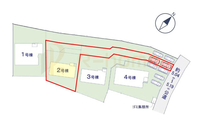 つくば市要4期　新築戸建て　2号棟の区画図|大きなお買い物だからこそ、メリット・デメリットを伝えさせて頂きます。
R-homeにお任せください♪