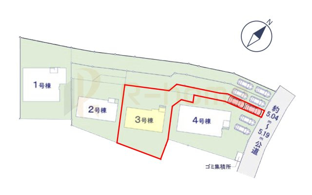 つくば市要4期　新築戸建て　3号棟の区画図|大きなお買い物だからこそ、メリット・デメリットを伝えさせて頂きます。
R-homeにお任せください♪