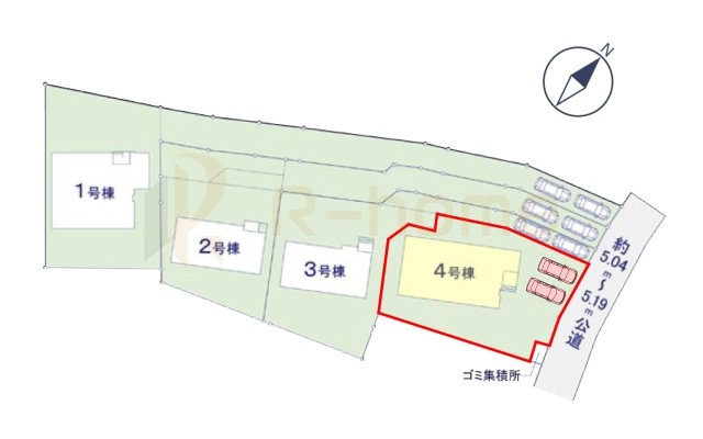 つくば市要4期　新築戸建て　4号棟の区画図|大きなお買い物だからこそ、メリット・デメリットを伝えさせて頂きます。
R-homeにお任せください♪
