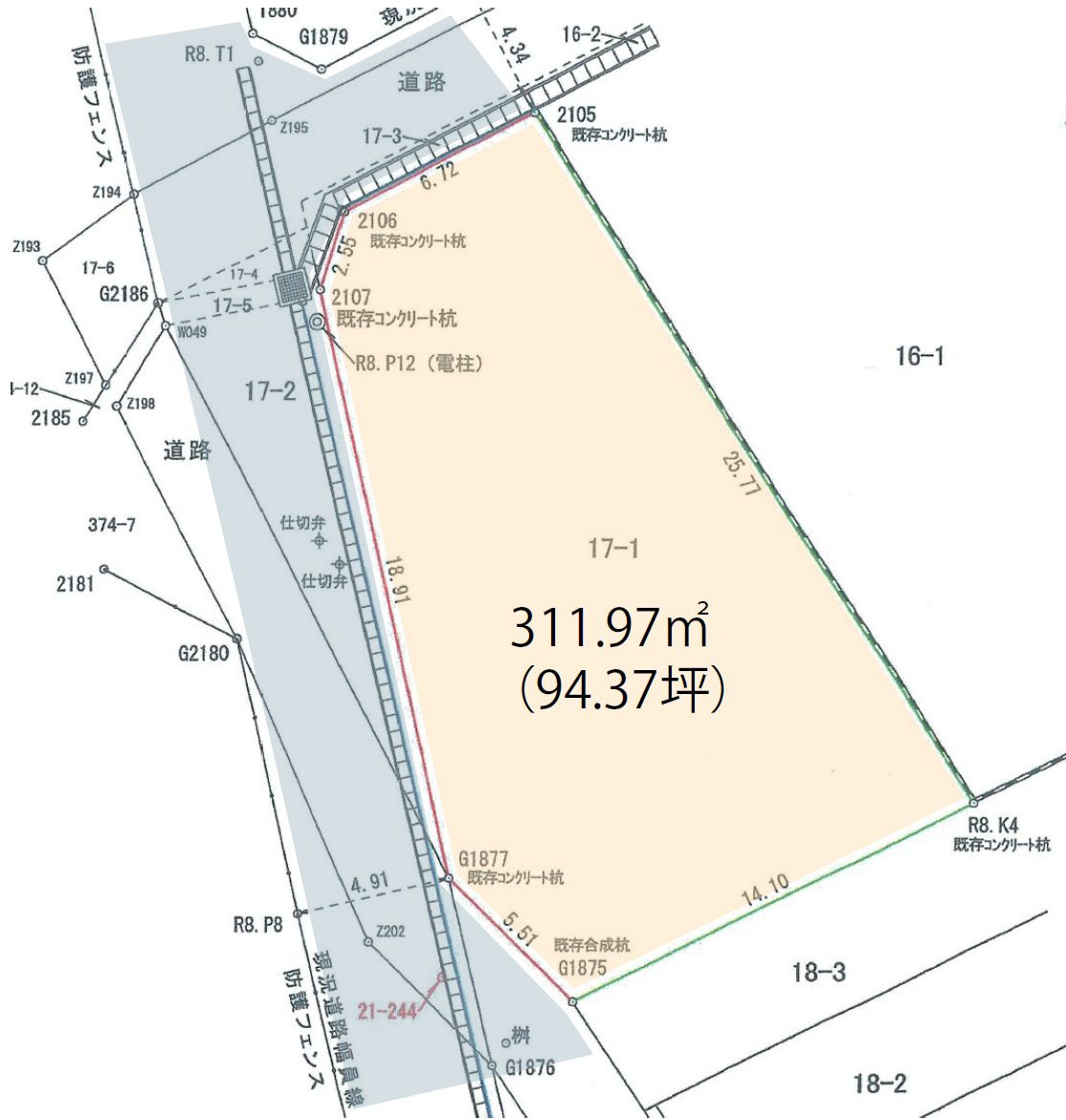 高崎市福島町売土地の土地図