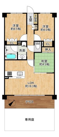 プレサンスロジェ神崎川の間取り|◆専有面積：専用庭付き、73.02㎡、3LDK、LDK約13.6帖！全居室に収納完備！