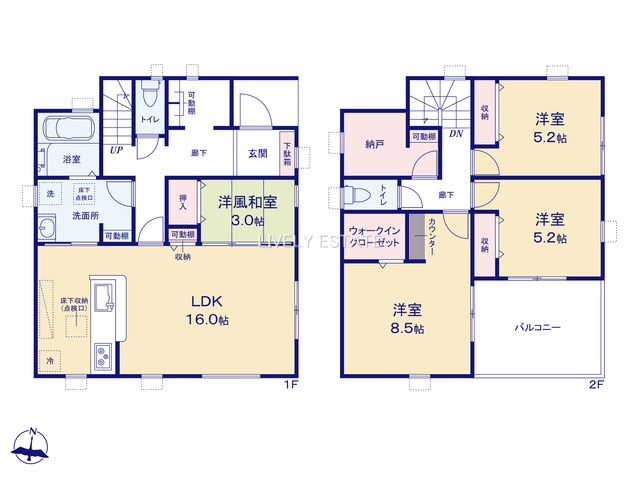 草加市青柳7丁目 新築分譲住宅 全6棟 6号棟の間取り
