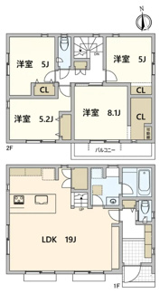 【間取り】 | 【仲介手数料無料！！】相模原市中央区相模原5丁目　新築戸建て（全3棟）No2号棟　4980万円