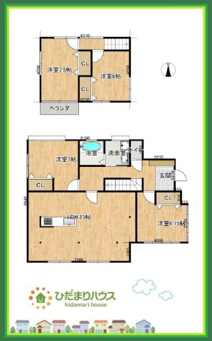 いわき市常磐下船尾町居作　中古戸建　の間取り|23帖の広～いリビングは、ゆったりとした家族だんらんの時間を過ごせます(^^)/