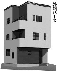 越谷市平方　新築戸建の外観パース