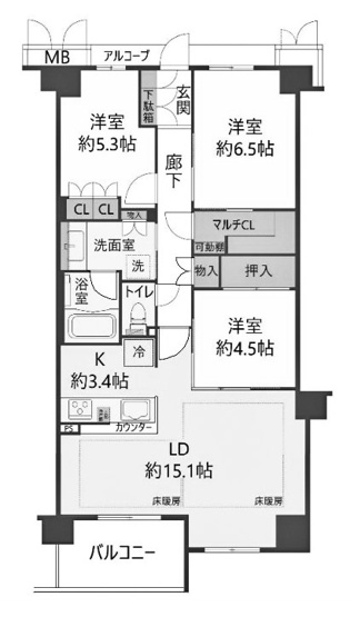 【間取り】 | ジオ京都桂川 | 専有面積79.15㎡