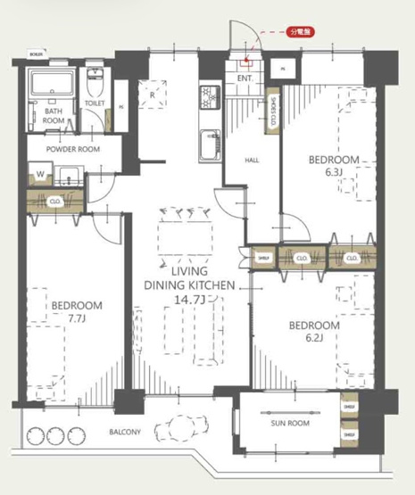 【間取り】 | 野庭団地604-4号棟　Renovation物件/南西向きで陽当良好/周辺にお買い物施設充実/サンルームあり