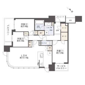 【間取り】 | シエリアタワー中之島 | 【間取り】新築未入居住居！WIC、SIC、納戸併設！