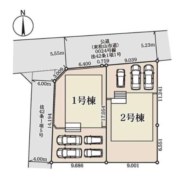 [新築住宅] 東松山市松葉町 全2棟の区画図