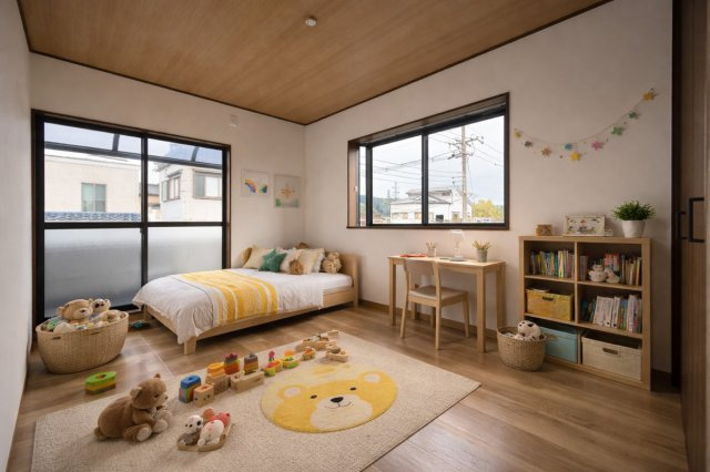 家事楽動線×片づけ場所大容量の５LDKの洋室|子供部屋のイメージAI作成画像