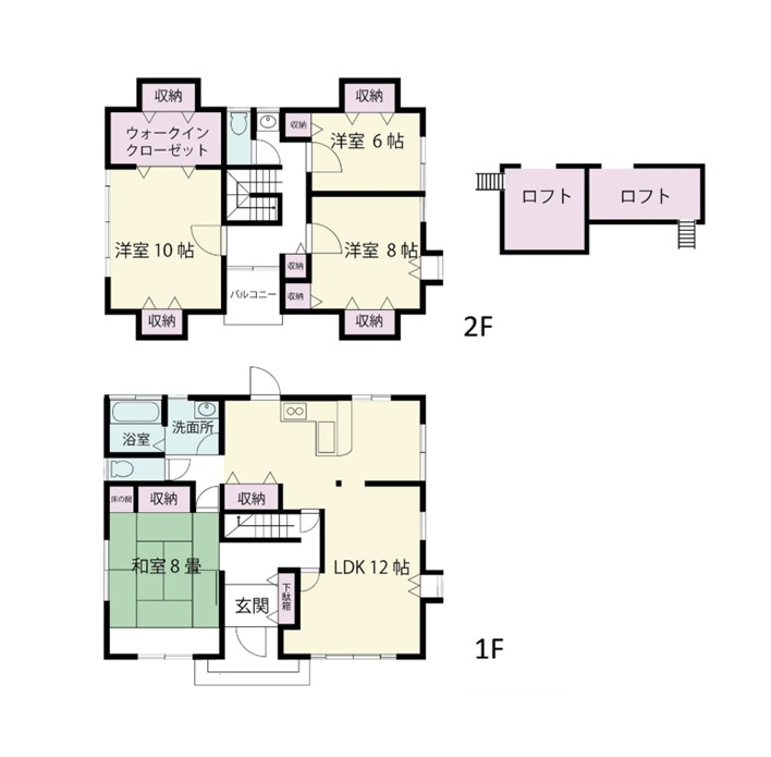 桐生市相生町　中古住宅の間取り|4LDK　ロフト付き　対面式キッチン