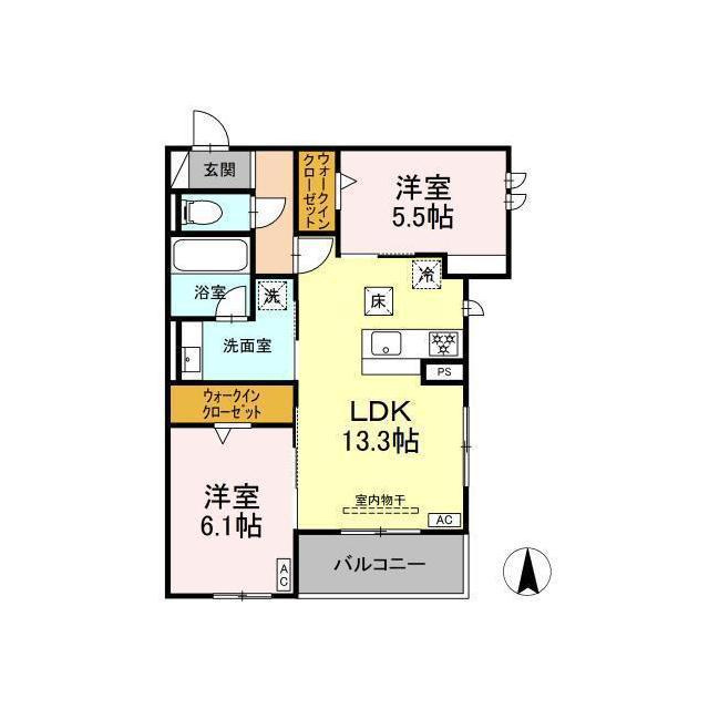 岐阜市鏡島南１丁目のアパートの間取り