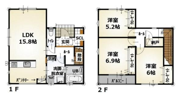 大和郡山市西町 ／新築一戸建の間取り