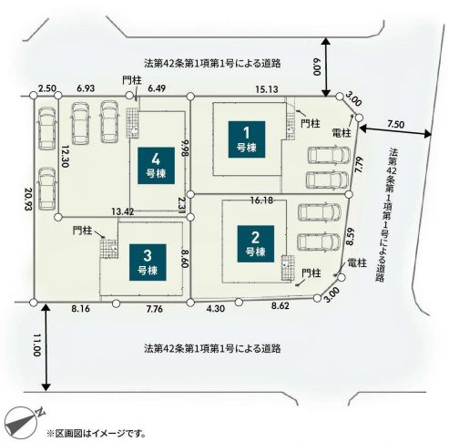 緑区下九沢新築戸建て　第4-1号棟の区画図|配置図「緑区下九沢新築戸建て」