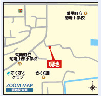 仲介手〇料不要　ブルーミングガーデン菊池郡菊陽町津久礼４期【菊陽中部小・菊陽中】の地図