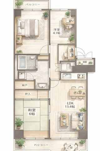 区分マンション投資物件【ユニハイム千里丘1号棟901号】「利回り9・9％」「改装済」の間取り